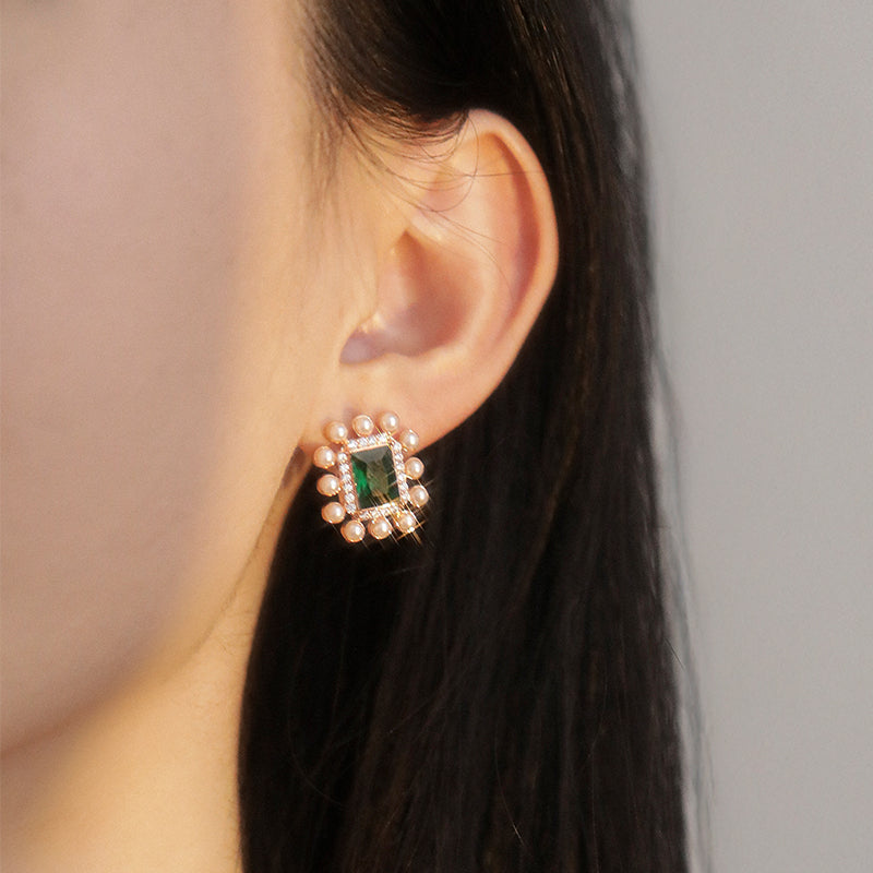 Classic Elegance Collection - Square Pearl Earrings