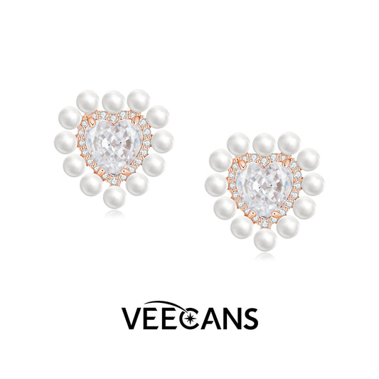 Classic Elegance Collection - Heart-shaped Pearl Earrings