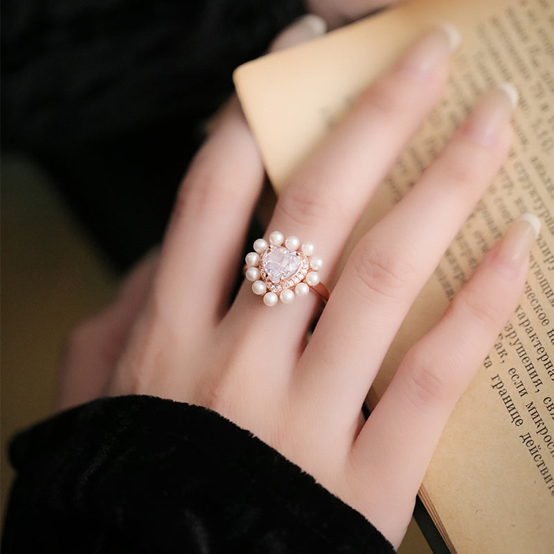 Classic Elegance Collection - Heart-shaped Pearl Ring