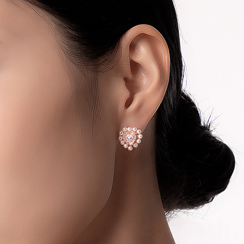 Classic Elegance Collection - Heart-shaped Pearl Earrings
