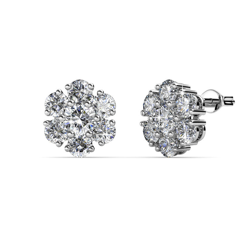 Elegant Flower Earrings DE0257 by Veecans Jewellery with crystals from Swarovski