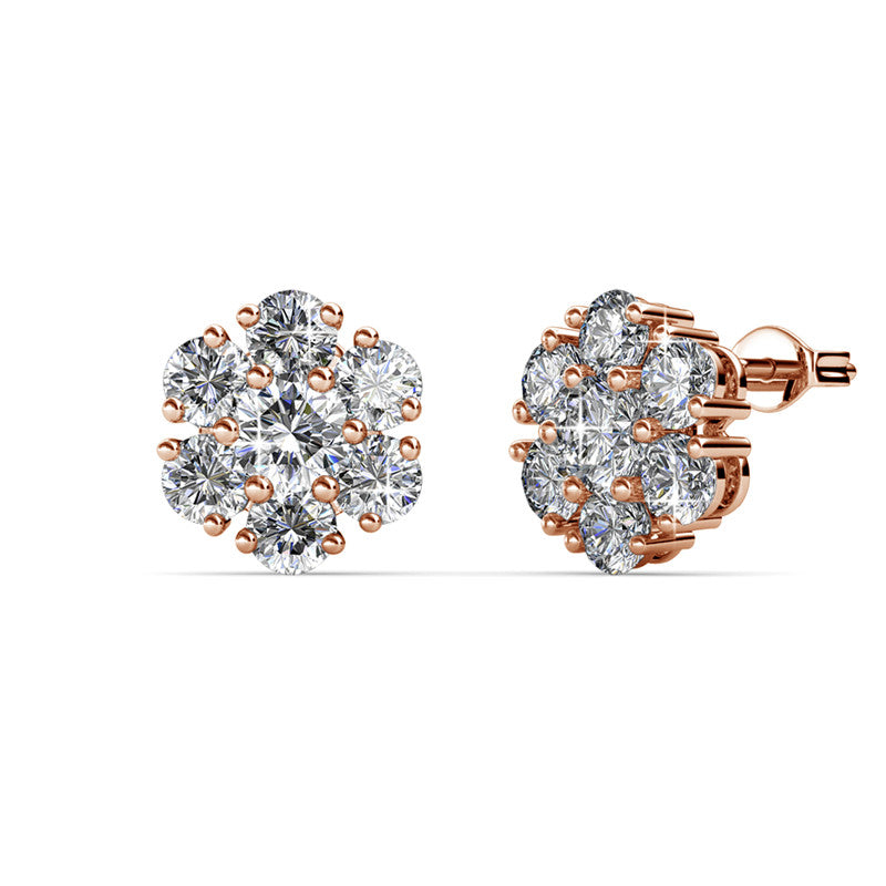 Elegant Flower Earrings DE0257 by Veecans Jewellery with crystals from Swarovski