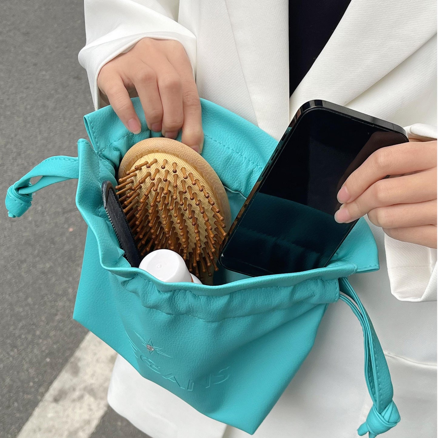 Leather mini travel bag