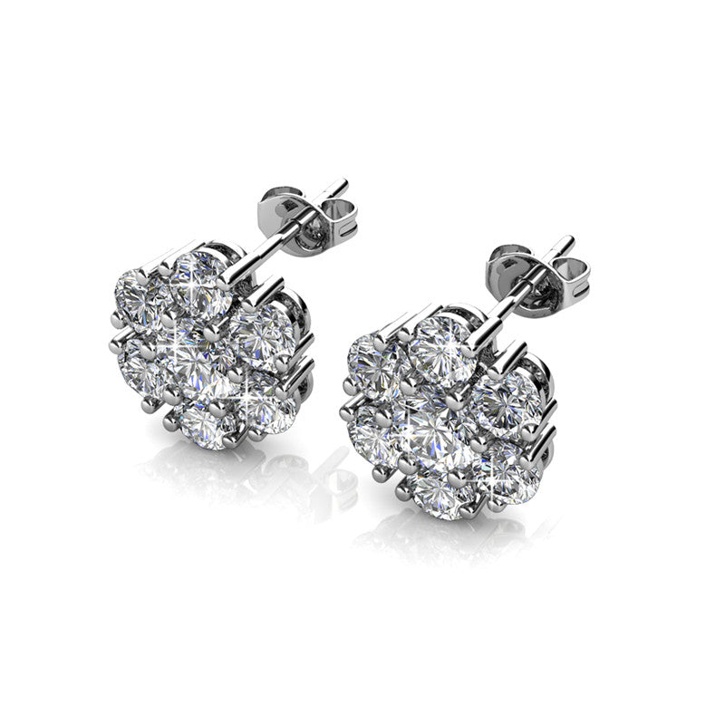 Elegant Flower Earrings DE0257 by Veecans Jewellery with crystals from Swarovski