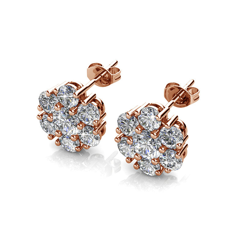 Elegant Flower Earrings DE0257 by Veecans Jewellery with crystals from Swarovski