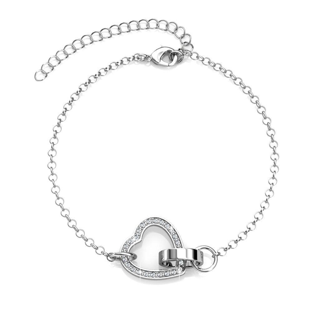 Locked Heart Crystal Bracelet DB0105 by Veecans Jewellery with crystals from Swarovski