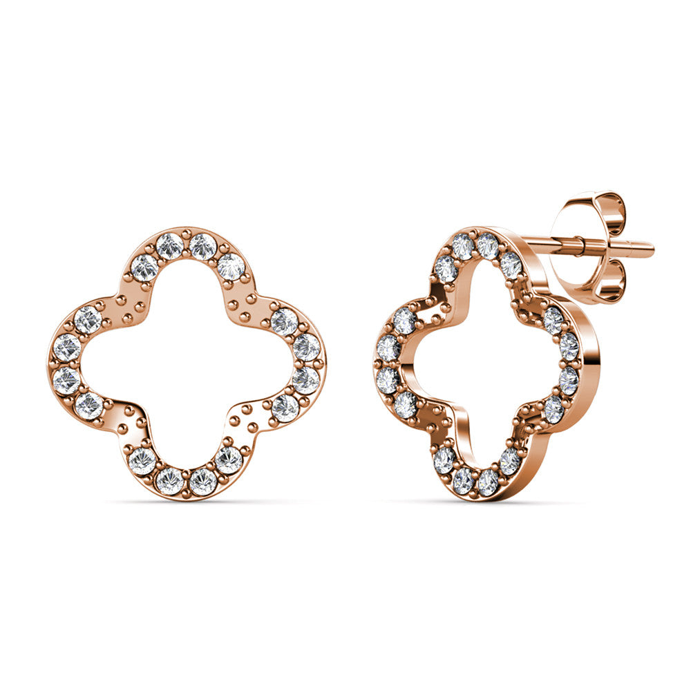 Lucky Clover Crystal Earrings DE0453 by Veecans Jewellery with crystals from Swarovski