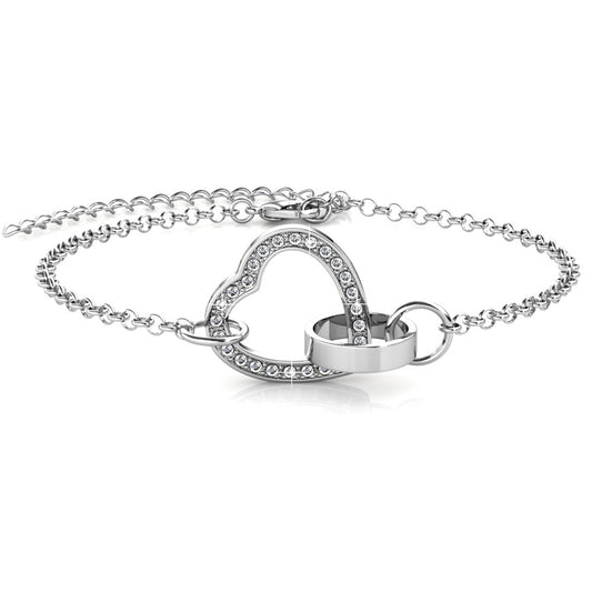 Locked Heart Crystal Bracelet DB0105 by Veecans Jewellery with crystals from Swarovski