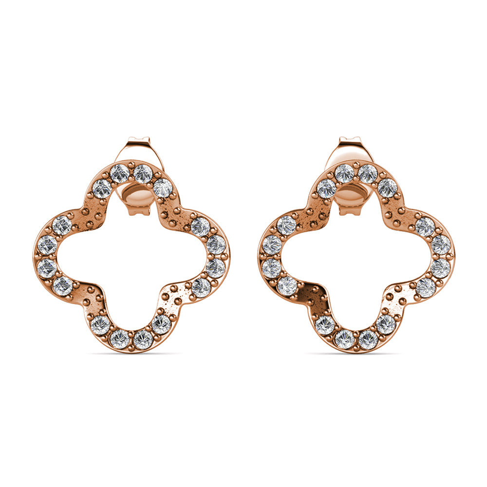 Lucky Clover Crystal Earrings DE0453 by Veecans Jewellery with crystals from Swarovski