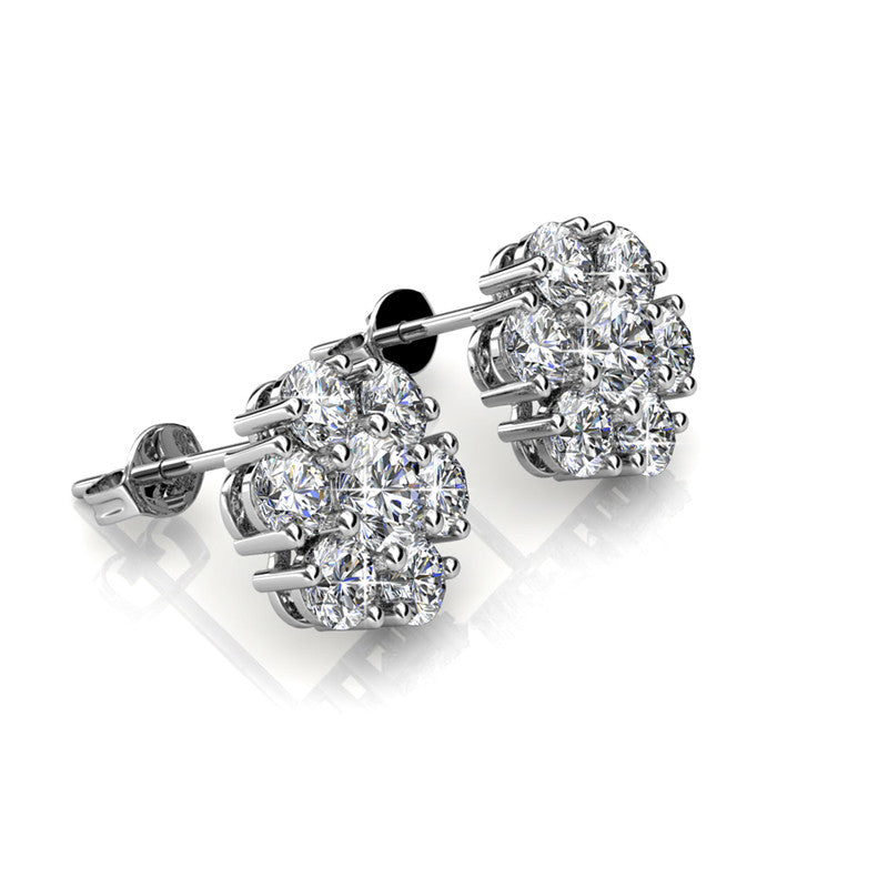 Elegant Flower Earrings DE0257 by Veecans Jewellery with crystals from Swarovski