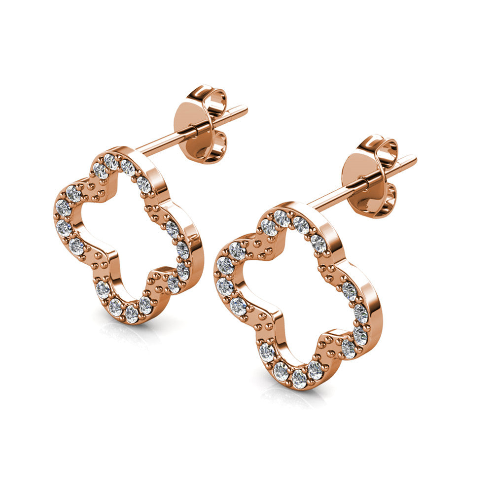 Lucky Clover Crystal Earrings DE0453 by Veecans Jewellery with crystals from Swarovski